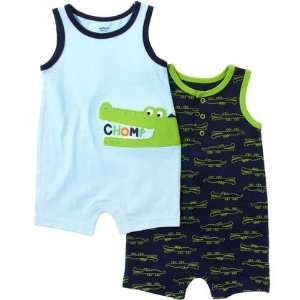   pack Sleeveless Cotton Knit Chomp Alligator Rompers (3 Months) Baby
