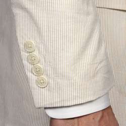 Adolfo Mens Tan/White 2 button Seersucker Suit  