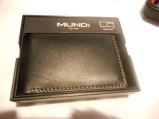 NIB Mundi Hand Sewn Executivel Genuine Leather Billfold Wallet,Black 