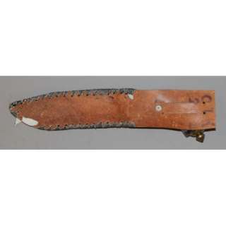   HUNTING BOWIE KNIFE WITH LEATHER SHEATH & COW HORN HANDLE  