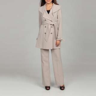 Nine West Womens Light Tan Trench Pant Suit  Overstock