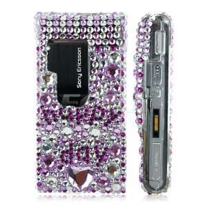   PURPLE HAPPY DAY 3D BLING CASE FOR SONY ERICSSON SATIO Electronics