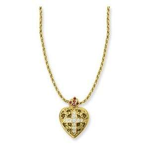  Gold Tone Cross Locket Necklace Jewelry