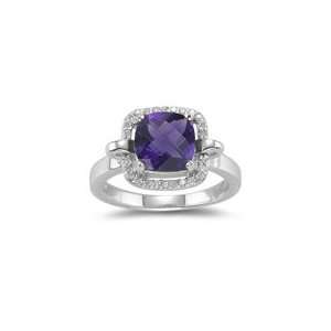  0.12 Cts Diamond & 2.07 Cts Amethyst Ring in 14K White 