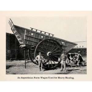  1913 Print Argentina Farm Wagon Hauling Cart Cow Agriculture 