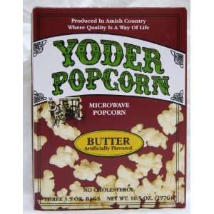 Microwave Butter Popcorn (Yoders)   Three 3.5 oz Bags:  