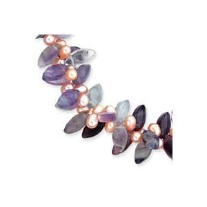   FW Pink Pearl Flourite Necklace   Pearl Clasp   JewelryWeb Jewelry