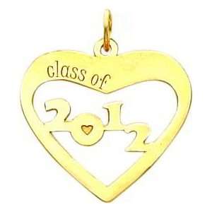  Class of 2012 Heart Cut Out Charm 14K Gold Jewelry