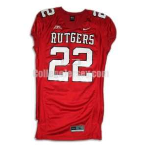  Red No. 22 Game Used Rutgers Nike Football Jersey Sports 