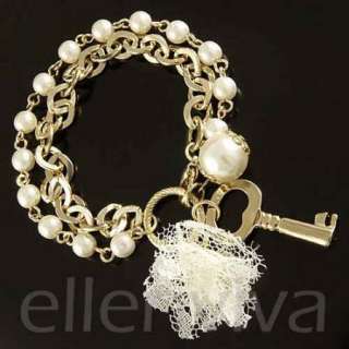 Gorgeous Princess Link Chain Key Bracelet New #bt123gd  