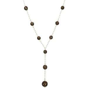   Silver Faceted Smoky Quartz Tin Cup Y Shape Necklace, 18 Jewelry
