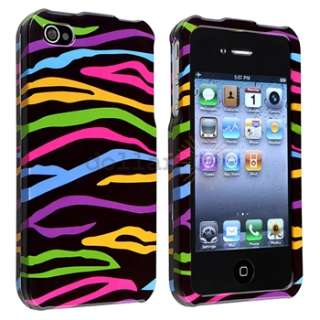 Colorful Zebra Skin Case+Privacy Filter Protector For Apple iPhone 4 