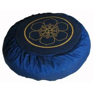  Round Zafu   Dharma Wheel in Lotus   Blue Sports 