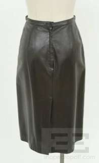 Magnin Black Leather Straight Skirt Size 8  