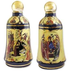 24kt Gold Holy Water Bottle Container Madonna & Child Christ Nativity 