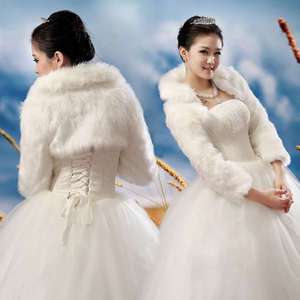 Sale Ivory Faux Fur Wedding Bridal Wrap/Jacket/Shawl B508   Free 
