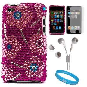 Two Piece Pink Candy Flower Rhinestone Design Protective Crystal Case 