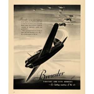  1940 Ad Brewster Fighter Dive Bomber Airplane Auto 
