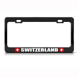 Switzerland Swiss Flag Black Country Metal license plate frame Tag 
