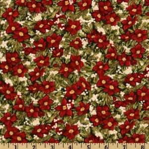   Vintage & Metallic Dot Vintage Rose Red Fabric By The Yard: Arts