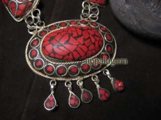 N3472 ETHNIC BONE MOSAIC inlay resin NECKLACE Indian Jewelry  