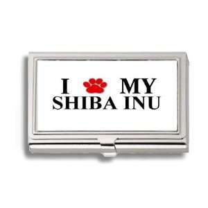  Shiba Inu Paw Love My Dog Business Card Holder Metal Case 