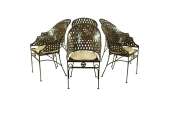 Wrought Iron Lattice Set 6 Conservatory Patio Dining Chairs  