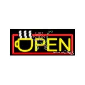  Open with cup logo Neon Sign