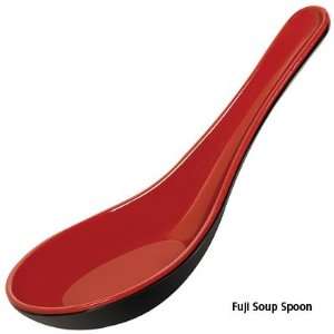  Melamine Fuji Soup Spoon   Red Interior / Black Exterior 