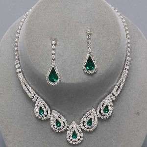   Bridesmaid Clear Crystal Elegant Costume jewelry Necklace Earrings Set