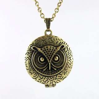 Fine Retro Gold Metal Owl Locket Long Necklace 2 COLORS  