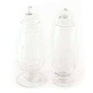 Set of 2 Farm Fresh Tall Clear Glass Lidded Jar Containers:  