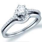   Solitaire Diamond Engagement Ring Round Bridal Set 14 White Gold 1/2ct