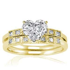 90 Ct Heart Shaped Petite Diamond Engagement Wedding Rings Bezel Set 
