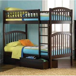 Atlantic Furniture Richmond Twin over Twin Bunk Bed in Antique Walnut 