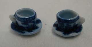 Miniature Mini Blue Willow Tea Cup Saucer Tray Pot Set  