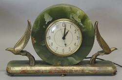 Antique Art Deco Onyx Mantle Clock w/ Birds c. 1930s  