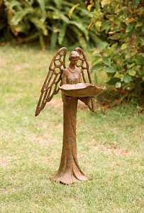   Wing Cast Iron Garden Bird Feeder Statue Sculpture Rustic Cabin Decor