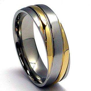 ultimatemetalsco 6MM 14K Gold Plated Titanium Ring Wedding Band