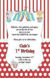 Circus Big Top Birthday Party invitation  