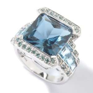   White Gold London Blue Topaz, Blue Topaz & Blue Diamond Ring: Jewelry