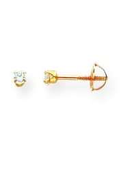 14K Yellow Gold CZ Baby Earrings Ear Jewelry New