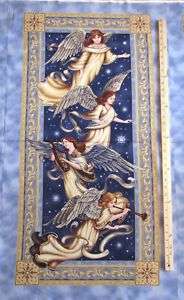 Angel & Harp Christmas Timeless Treasure Fabric Panel  