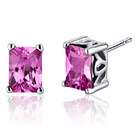 Peora Radiant Cut 2.50 Carats Pink Sapphire Stud Earrings in Sterling 