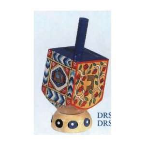 Yair Emanuel Small Wooden Dreidel with matching Stand  Hand painted 