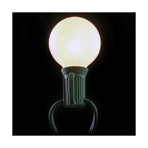  25 Pearl White Globe String Lights, Outdoor Plug In, Green 