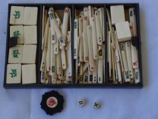 Vintage HIGH QUALITY Complete MAH JONG JONGG Set Bone & Bamboo ca 1922 
