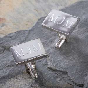    Personalized Silver Engraved Cuff Links   Herrington Collection