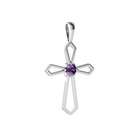Jewels For Me Amethyst Cross Pendant 14K White Gold Genuine Round