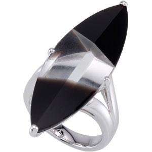  Onyx White Quartz Ring in Sterling Silver Jewelry